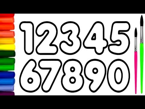1234567890, How to Draw Number 1 to 10 for kids, Kids Drawing Videos