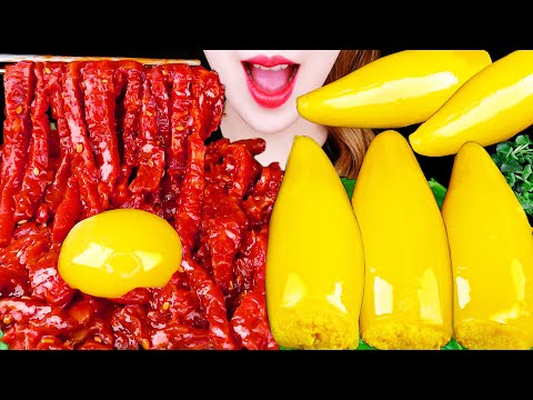 【ASMR】巨大子持ちやりいか、ユッケを食べる【咀嚼音】​