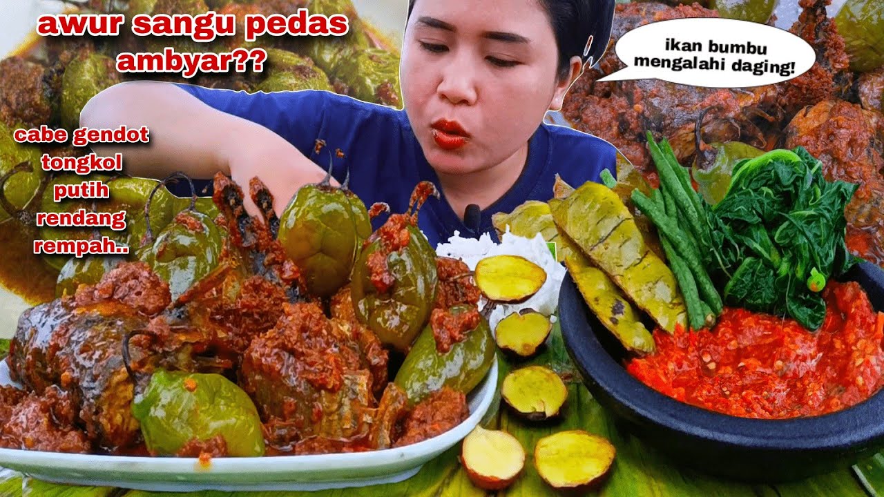 NDOWER🥵⁉️ RENDANG TONGKOL CABE GENDOT SAMBAL LAMONGAN LALAPAN JENGKOL MENTAH PETE GORENG DAUN PEPAYA