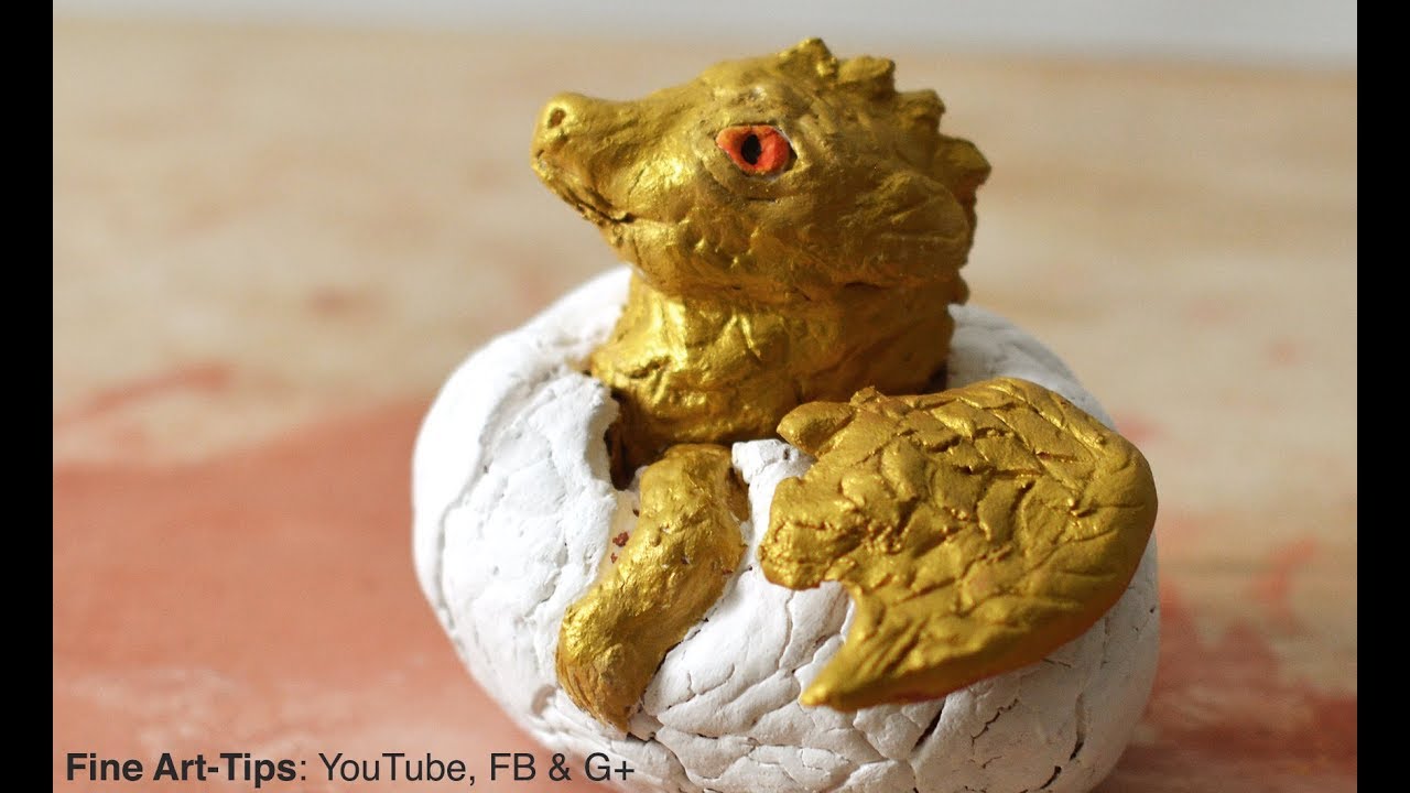 ⁣How to Sculpt a Baby Dragon Hatching (in water based clay) - Narrated