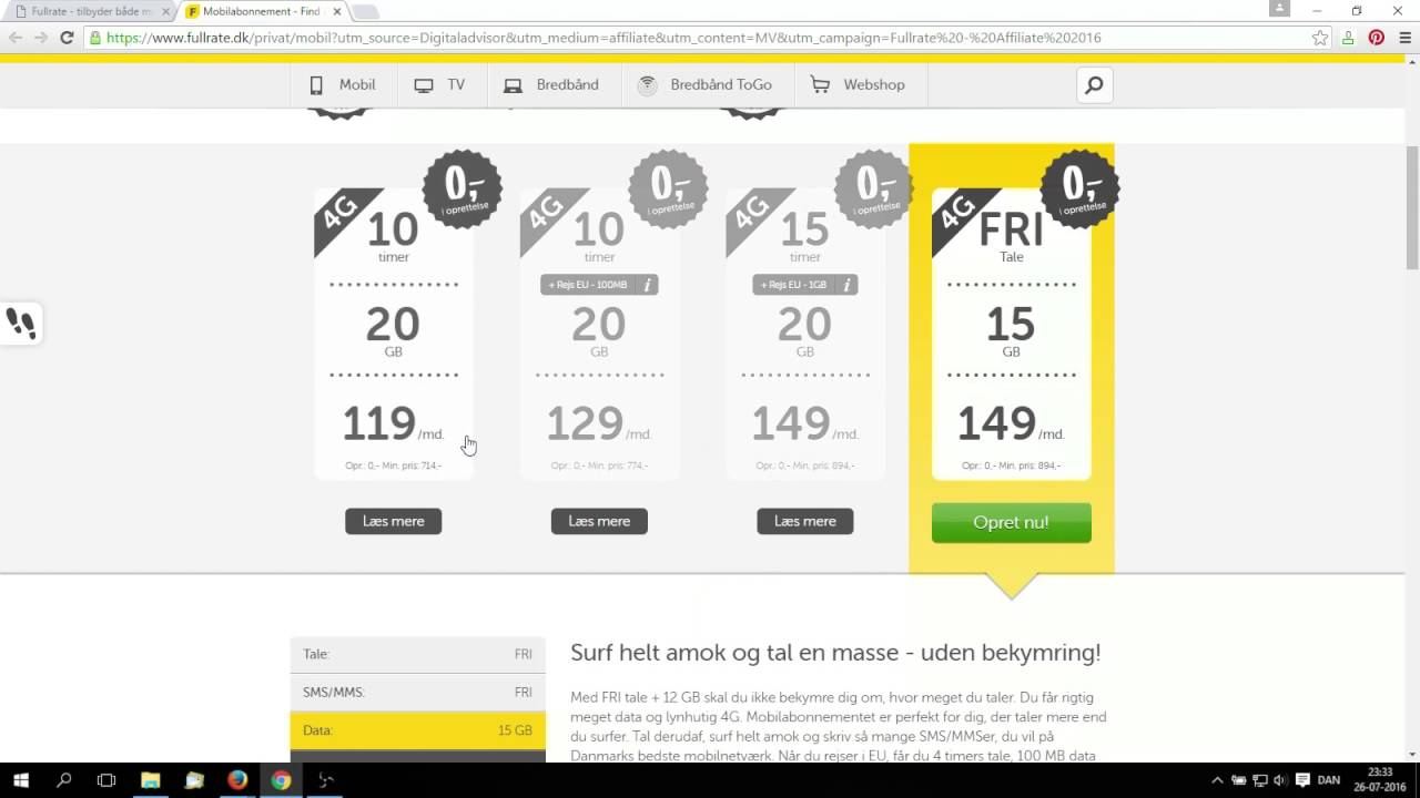 Fullrate Mobil abonnement - Billige Priser skift og her
