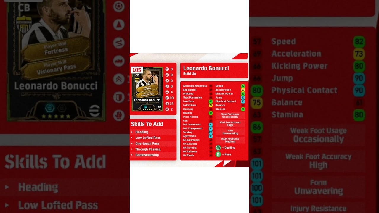 105 Leonardo Bonucci Best Training & Booster Guide In Efootball 2026 