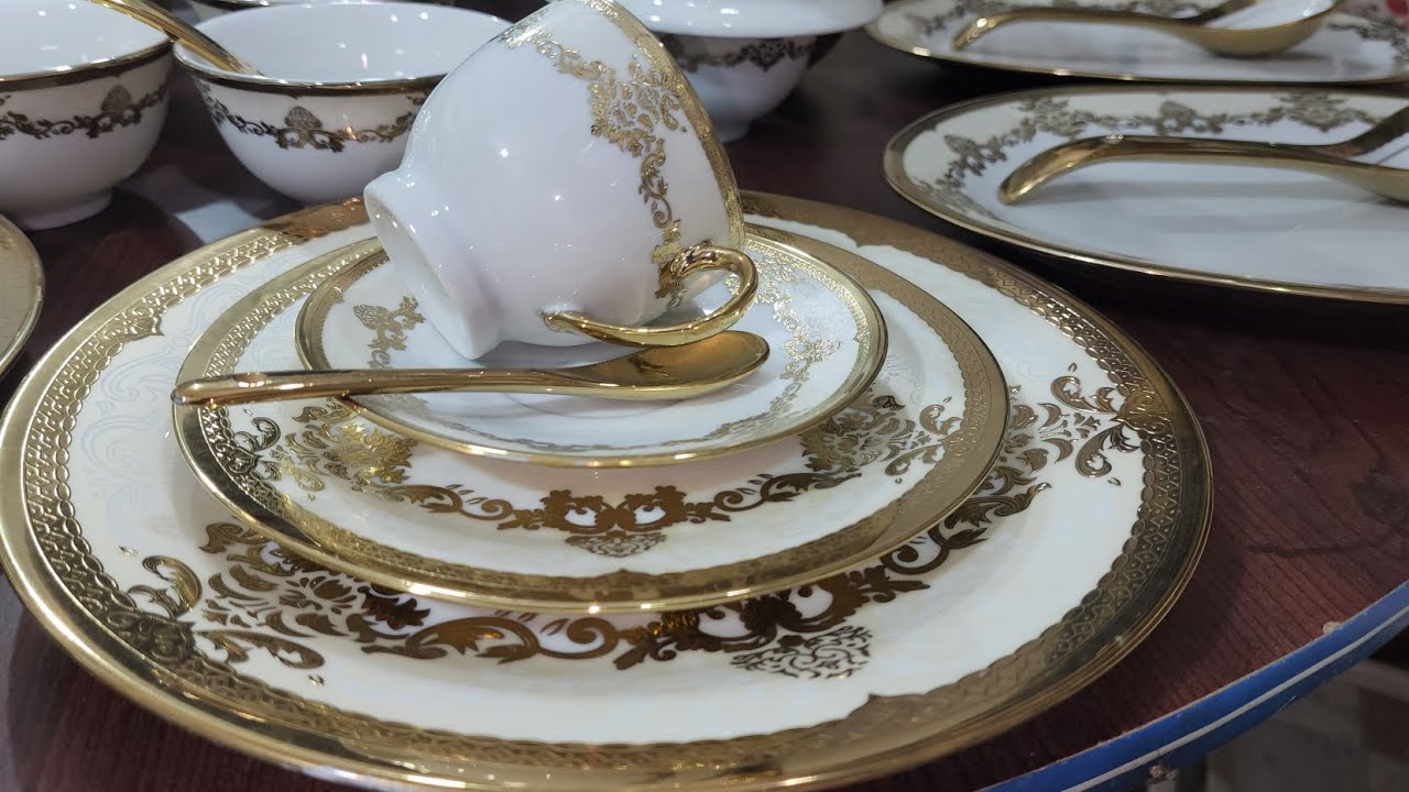 Amjad Rite Store Amjad Raiyan crockery store 111pc Golden Dinner set Delivery usa 🇺🇸 new ...