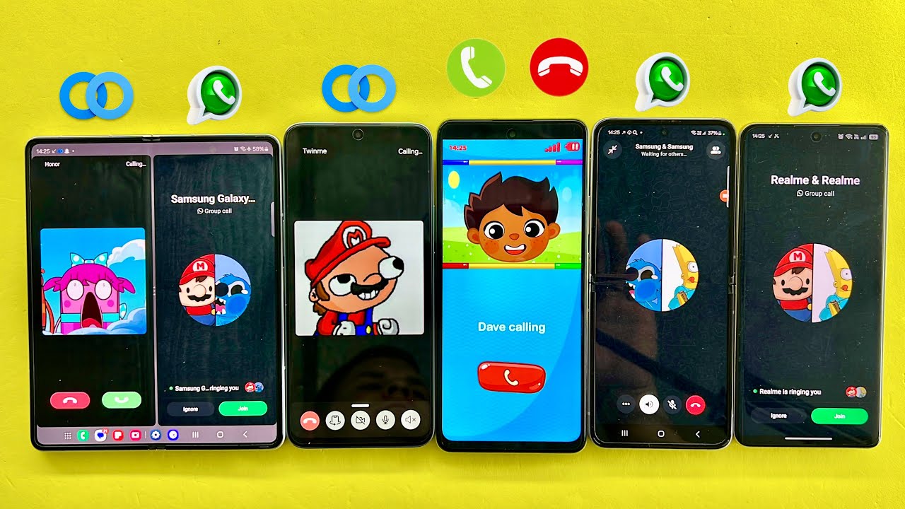 Incoming + Outgoing Call Social Networking WhatsApp + Twinme on Samsung Z Fold3/ Z Flip3, Realme 12