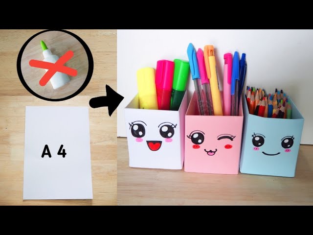 How to make a Paper Pencil Box/DIY Paper Pencil Case Idea/Easy Origami Hello  kitty pencil Box 