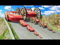 Big & Small Mcqueen with Monster Wooden wheels vs Big & Small Lightning Mcqueen vs DOWN OF DEATH