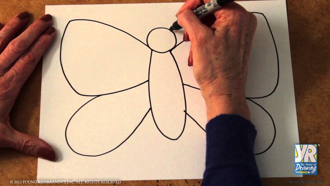 Teaching Kids to Draw: How to Draw a Butterfly - YouTube