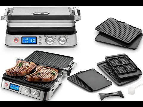 Електрогриль притискний, гриль-вафельниця DeLonghi CGH 1030D (2000 Вт, РК дисплей), видео 1