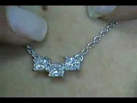 Stone Princess Cut Diamond Necklace 