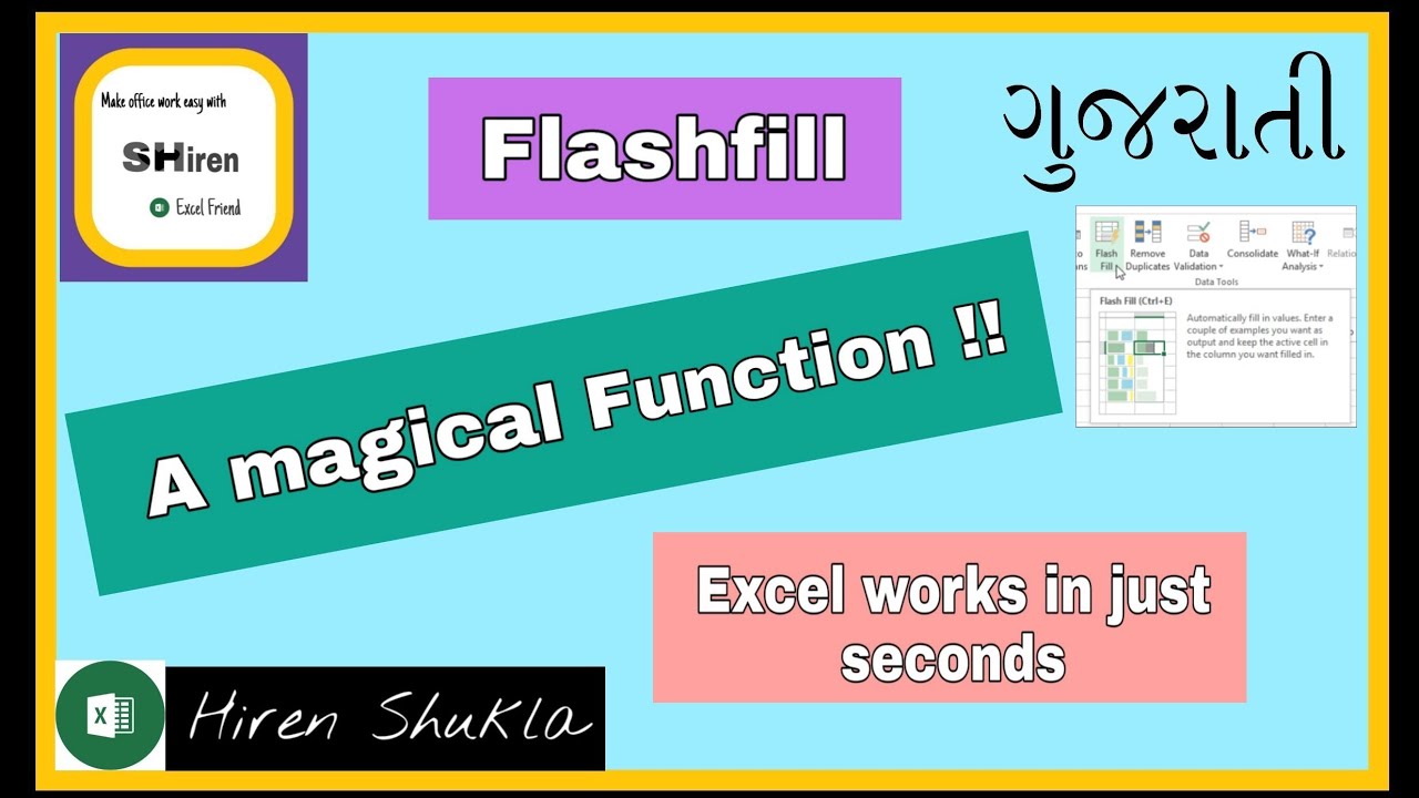 Flashfill - a magical function in Excel - {Gujarati} - YouTube