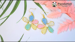 How to make Colorful Seed Beaded Flower Earrings【Handmade With PandaHall】 screenshot 4