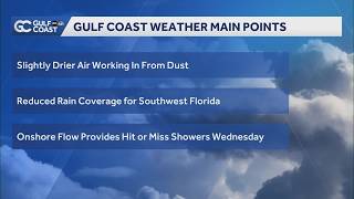 Stray shower possible for Florida's Gulf Coast Wednesday; High rip current risk