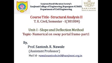 Video No.8:Numerical Sway Frame by Slope and Deflection Method 1