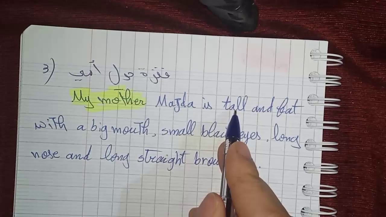 الثانية متوسط / مراجعة حول كيف اصف عائلتي ابي . امي و اخي لعة انجليزية