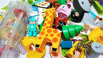 Satisfying Building Blocks Marble Run Duplo Electric Elevator Giraffe Whale Tree house course