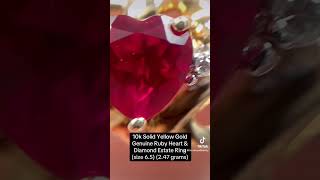 Famous 10k Solid Yellow Gold Genuine Ruby & Diamond Estate Ring (size 6.5) (2.47 grams) Wealth