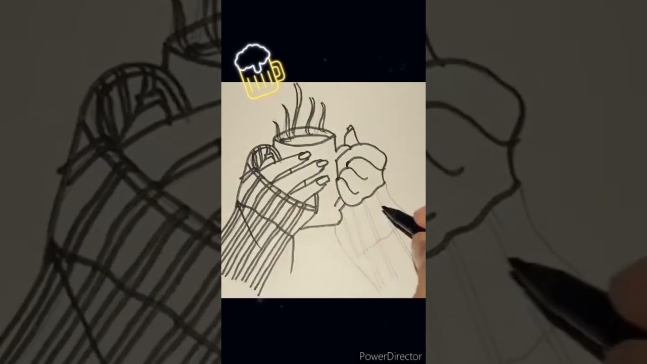 How to draw a coffee mug in  ☕hand drawing for beginners 