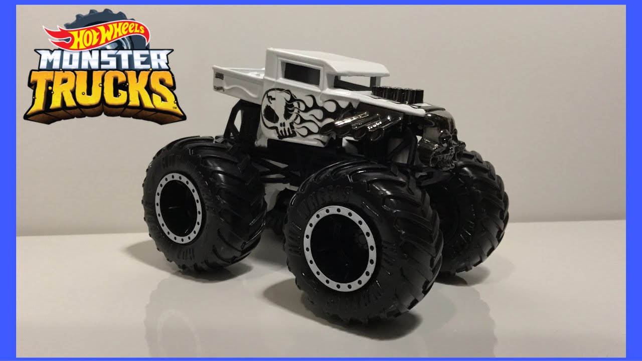 Hot Wheels Monster Trucks Bone Shaker Black White Unboxing Youtube - testing the new boneshaker monster truck roblox