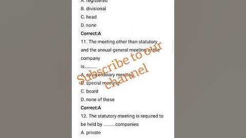 SYBCOM Elements of company law 3rd unit Company Meetings mcq #imp 4th sem