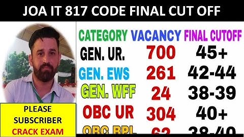 JOA IT 817 FINAL CUT OFF WITH DV - PREDICTION BASED ON FACTS ! CATEGORY-WISE CUT-OFF ! ARUN TINTA||