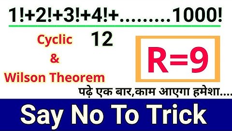 Number System: Remainder Theorem (Part-3) || Cyclic Theorem || Wilson theorem