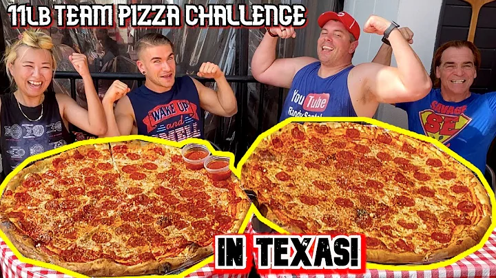 MASSIVE 11LB TEAM PIZZA EATING CHALLENGE IN DALLAS, TEXAS!!! #RainaisCrazy w/ Randy Santel & Joel