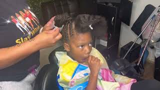 Kids Stitch Braid Ponytail With Knotless Bang 💜
