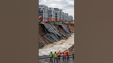 the building overturned while the excavator was working.#shorts