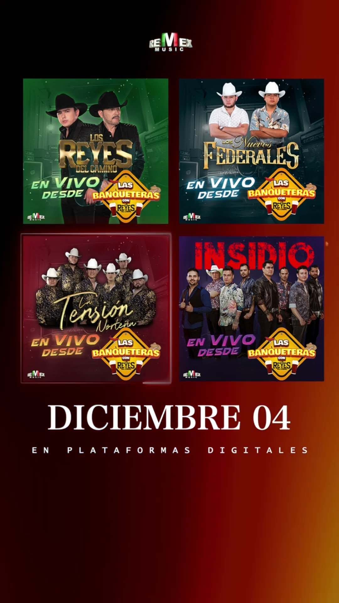 ? DICIEMBRE 4 ?Preparte para este miercoles con los estrenos de En Vivo desde #LasBanqueteras?