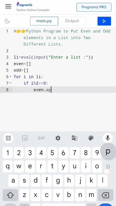 Python Program to Put Even and Odd elements in a List into Two ...