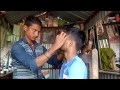 Manoj master head and forehead massage with village therapy by indian street barberasmr