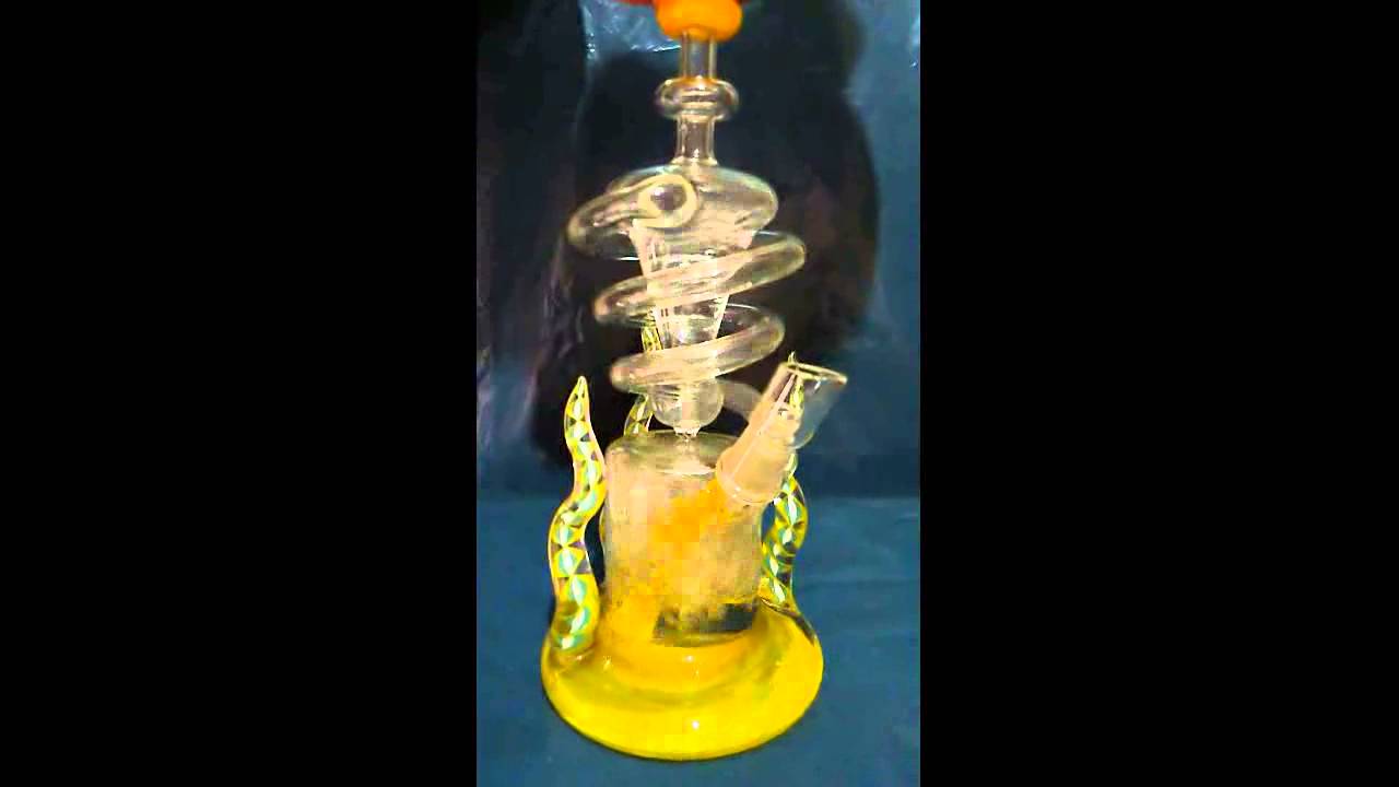 Heady colored glass spiral tall oil rigs  with twisted colors and diffusor perc