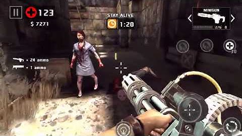 Dead trigger 2 minigun & rocket launcher level 57 gameplay take no damage iOS on hard.