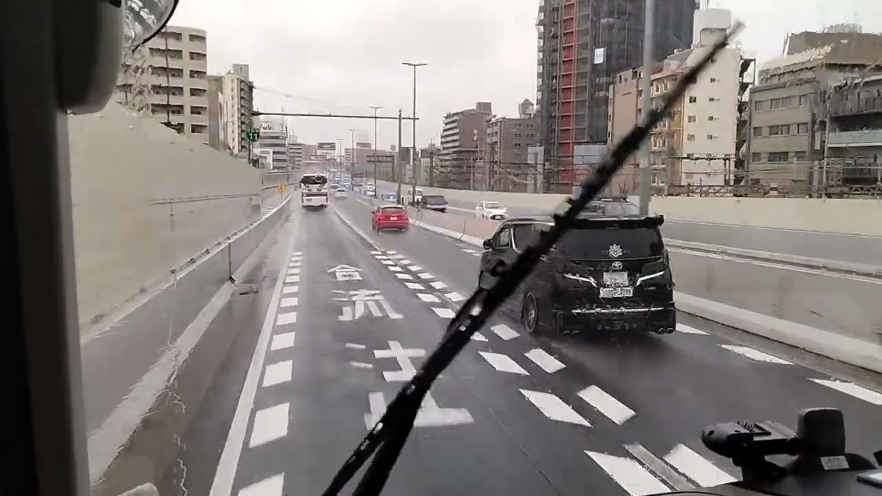 日本交通バス　高速バス　難波OCATバスターミナルから池田インターチェンジ過ぎ迄の前面展望 #高速バス#日本交通#前面展望#難波