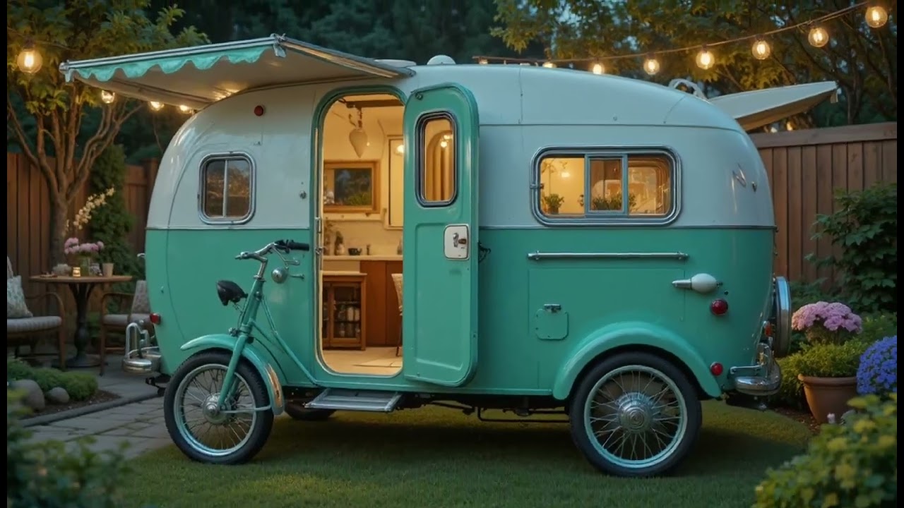 Трехколесный кемпер-велосипед мятно-зеленого цвета 2026 года – будущее миниатюрных электрических ...