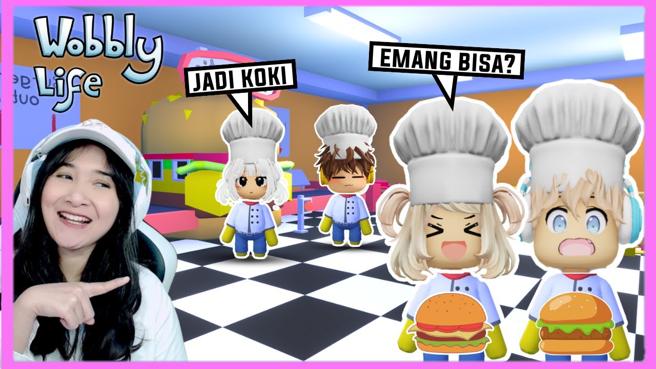 Pertama Kali Ngajarin Cia dan Cio Jadi Koki Burger di Wobbly life ! 