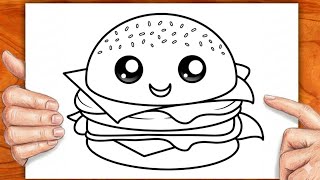 como dibujar | Cómo dibujar una hamburguesa kawaii paso a paso | dibujos para dibujar