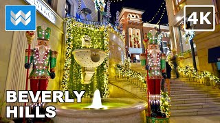 [4K] 🎄 Beverly Hills Rodeo Drive in Los Angeles, California - Christmas Walking Tour 🎧
