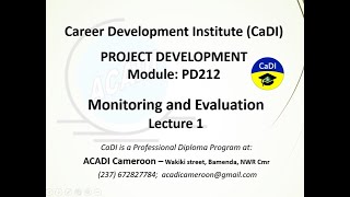 PD212   Monitoring & Evaluation 1