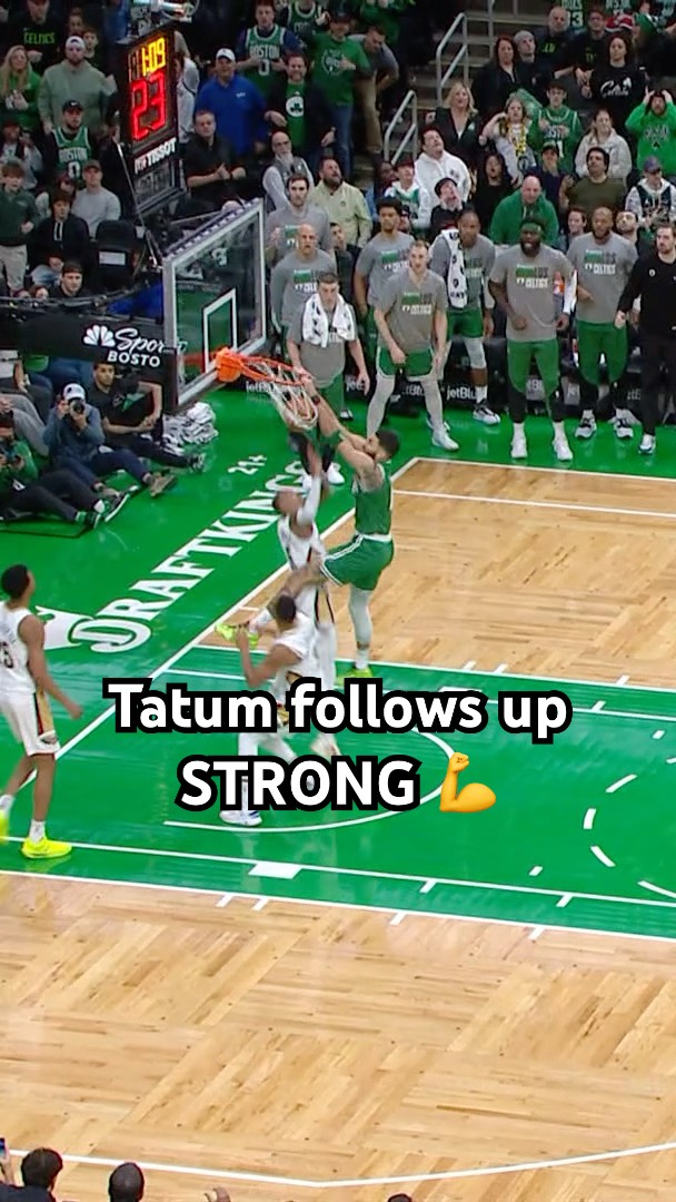 Tatum gets his own miss and SLAMS it!