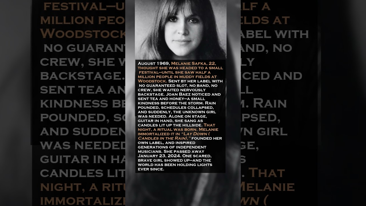 SHE WALKED ON STAGE ALONE AT WOODSTOCK — AND HALF A MILLION PEOPLE HELD LIGHTS