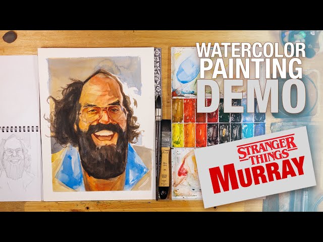 Watercolor Demo - Stranger Things' Murray Stylised portrait