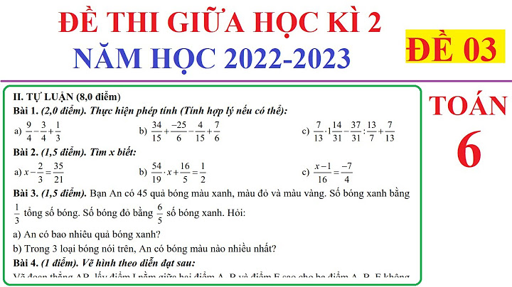 Đề thi giữa học kì 2 toán 6 năm 2024