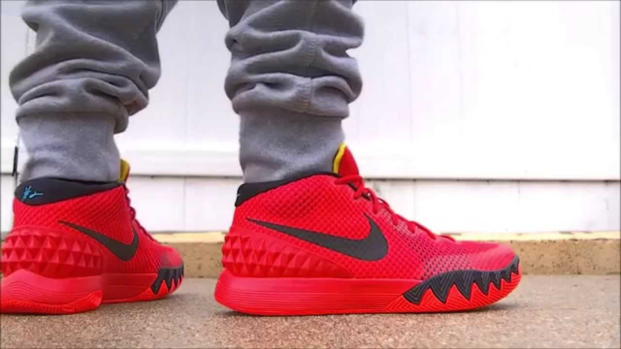 conocido pastel Énfasis Nike Kyrie Irving 1 "Deceptive Red" on feet / foot - YouTube