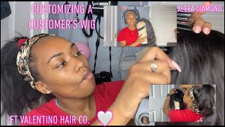 Customizing a customer’s wig ft Valentino Hair Co.🤍🛍