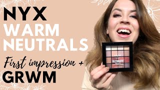 NYX WARM NEUTRALS | FIRST IMPRESSION | WARNING this is not a professional eyeshadow tutorial | GRWM