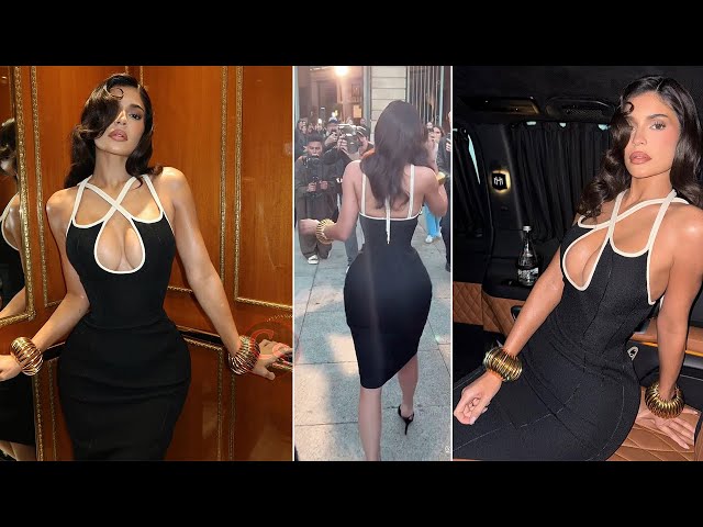 Kylie Jenner Arrives at the Schiaparelli Show in a Plunging Little Black  Dress - YouTube