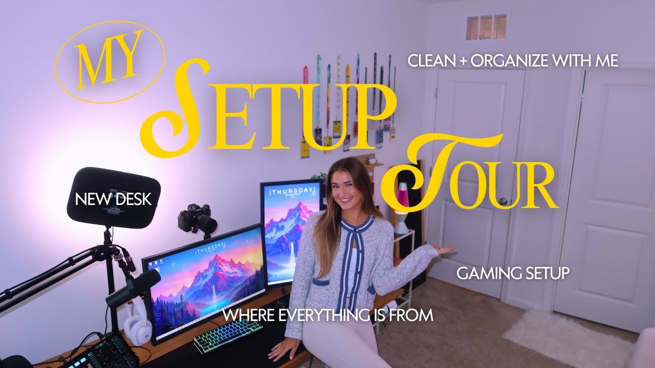 MY STREAM SETUP TOUR 2025 🎧🌱✨desky desk makeover, cozy decor, organizing
