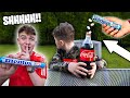 Prank coca cola vs mentos on little brother