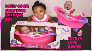 Lots To Love Baby With Bathtub Dolly Unboxing Doll Baby Set With Real Shower Kids Pretend Play